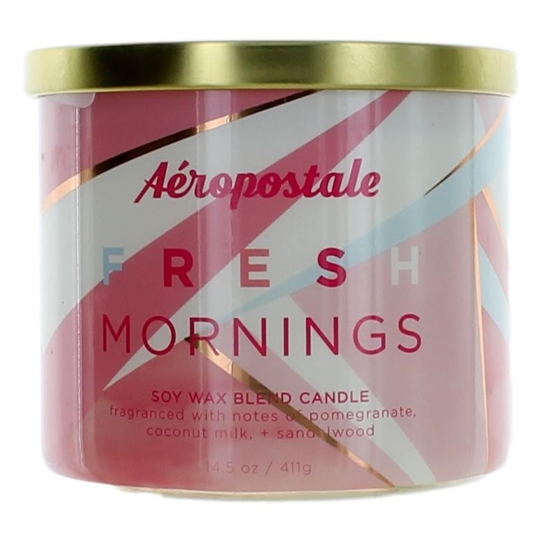 Jar of Aeropostale 14.5 oz Soy Wax Blend 3 Wick Candle - Fresh Mornings